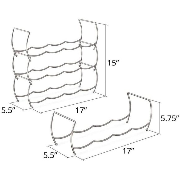 Simple Stackable 3-Tier Wine Rack Holds 12 Bottles Chrome Finish Space-Saving - Picture 9 of 9